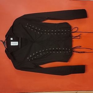Asos Collusion Lace up Black Cotton Top Size 2